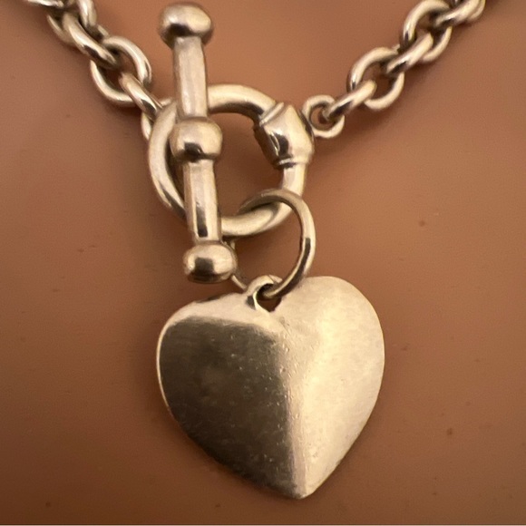Vtg Joseph Esposito espo sig 925 sterling silver Rolo cable chain heart necklace - Picture 6 of 11